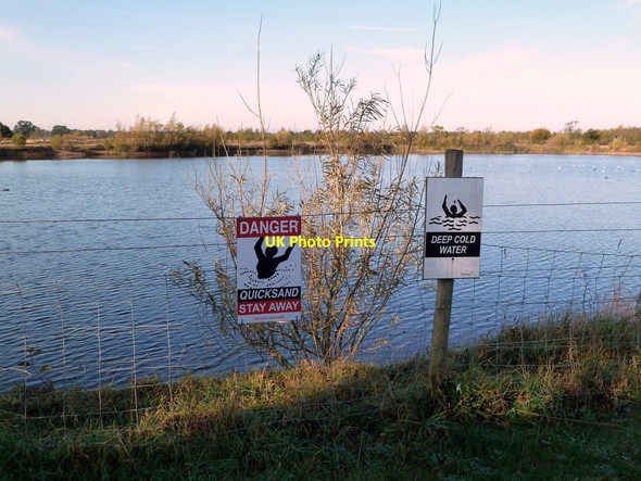 Photo 6"x4" Warning signs at flooded gravel pit Ambaston c2011