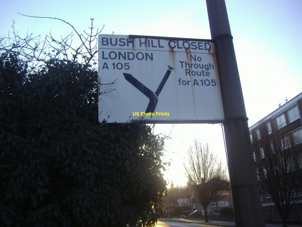 Photo 6"x4" Advance warning sign on London Road, Bush Hill Park Enfield\/TQ3396 c2009