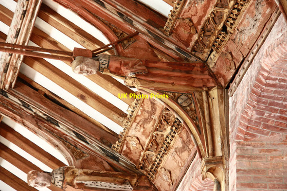 Photo 6"x4" All Saints, Hopton - Roof detail Hopton\/TL9979 c2011