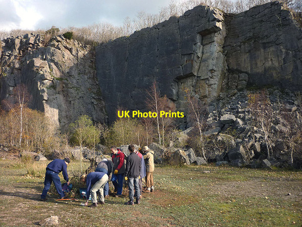 Photo 6"x4" Conservation volunteers at Trowbarrow Quarry Red Bridge c2011
