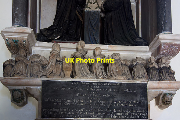 Photo 6"x4" Monument to Edmond Clerke - St Mary's church, South Stoneham (detail - 2) Southampton c2011