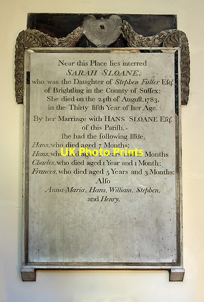Photo 6"x4" Monument to Sarah Sloane - St Mary's church, South Stoneham Southampton c2011