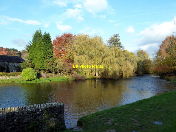 Photo 6"x4" Autumn trees beside the River Wye Bakewell c2011