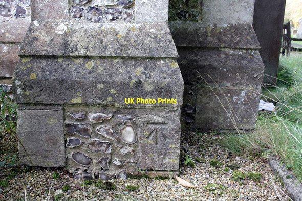 Photo 6"x4" Benchmark on buttress of St Andrews Church Salisbury c2011