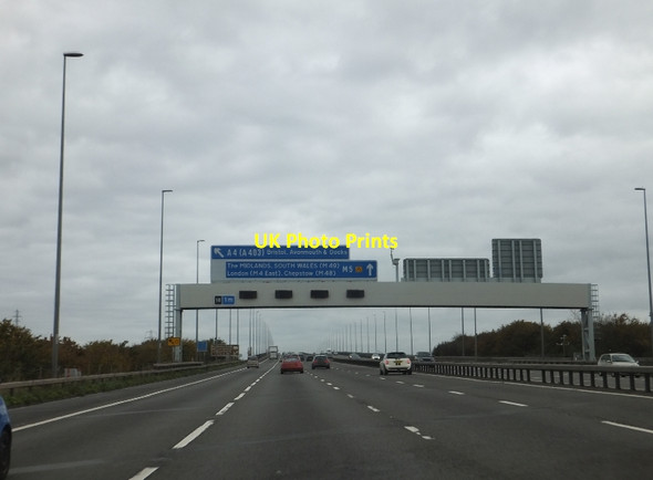 Photo 6"x4" Sign gantry on Avonmouth bridge of M5 northbound Easton-in-Gordano c2011