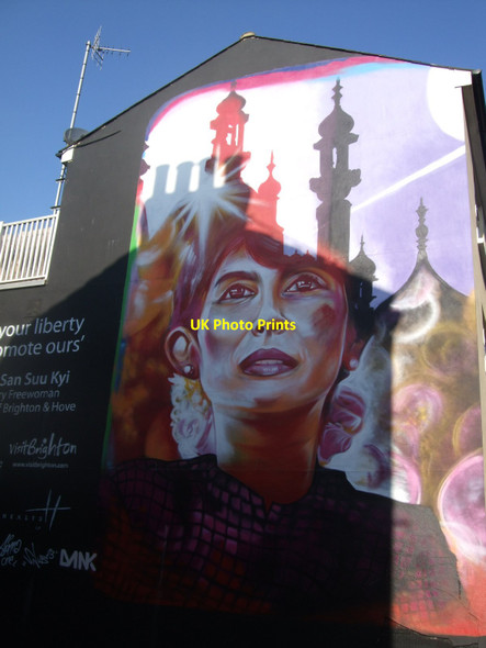Photo 6"x4" Aung San Suu Kyi Mural Brighton\/TQ3106 c2011