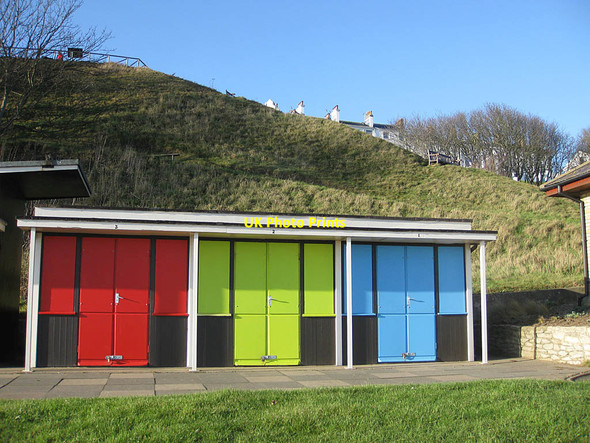 Photo 6"x4" Filey beach huts Filey c2011