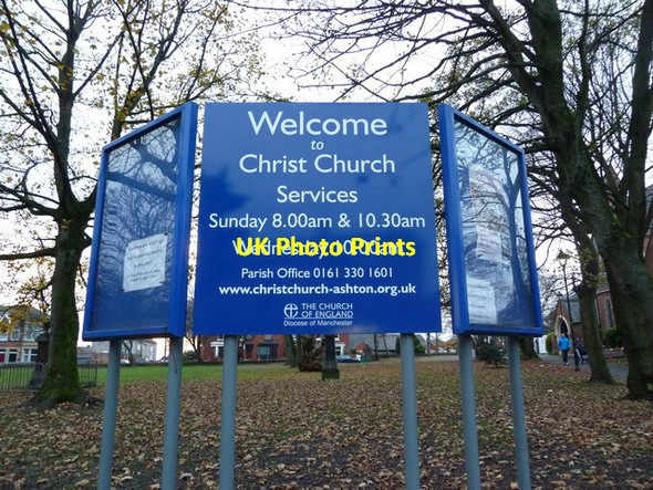 Photo 6"x4" Christ Church, Ashton-Under-Lyne, Sign Ashton-Under-Lyne c2011