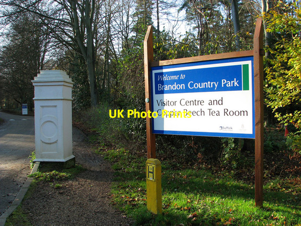 Photo 6"x4" Sign at the entrance to Brandon Country Park Brandon\/TL7886 c2011