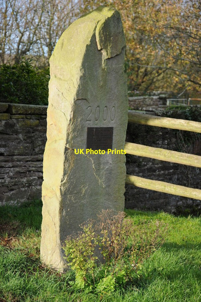 Photo 6"x4" Millennium standing stone, Trelleck Grange Trelleck Grange c2011