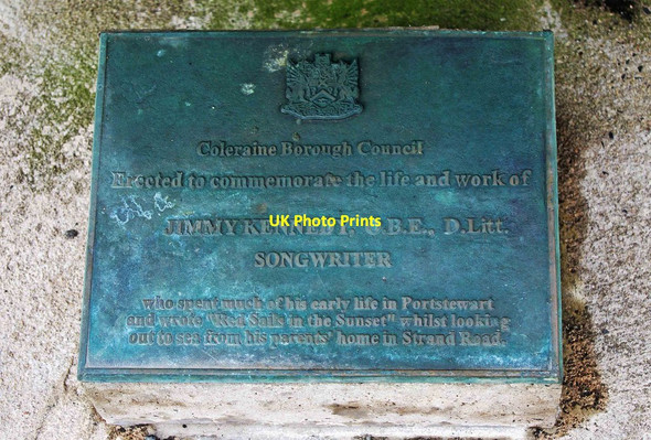 Photo 6"x4" The Fishing Boat sculpture (4) - plaque, Harbour Road, Portstewart Portstewart c2011