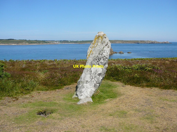 Photo 6"x4" Standing stone on Gugh Hugh Town c2011