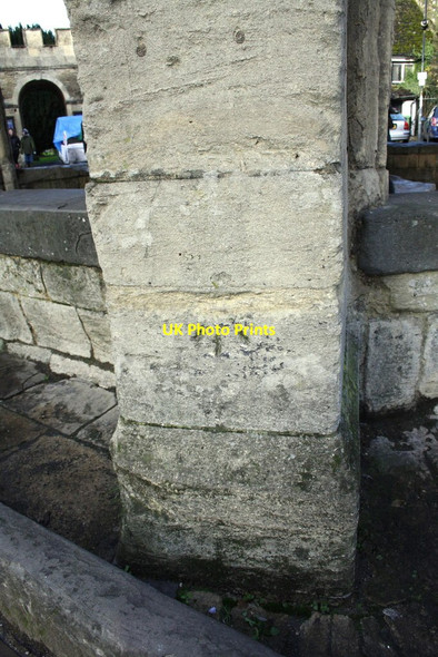 Photo 6"x4" Weathered benchmark on The Cross Malmesbury c2011