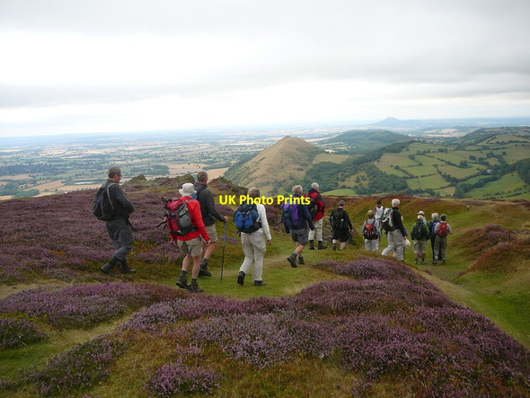 Photo 6"x4" Walking group descending from Caer Caradoc All Stretton c2011