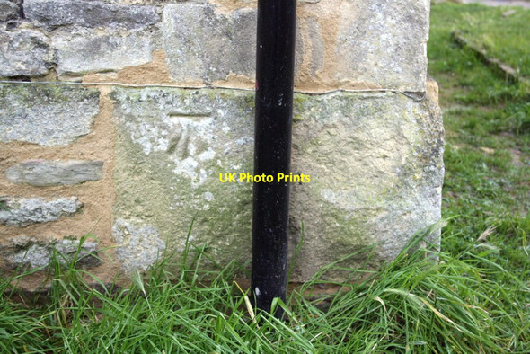 Photo 6"x4" Benchmark on St Mary's Hall Malmesbury c2011