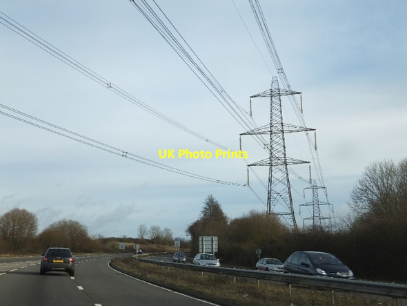Photo 6"x4" National Grid lines crossing A420 Cumnor Hill c2011