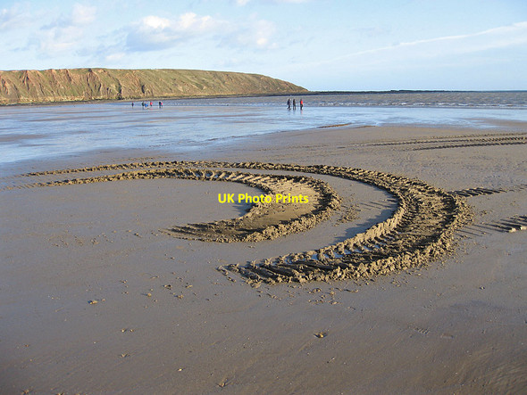 Photo 6"x4" Tractor tracks in the sand, Filey Filey c2011