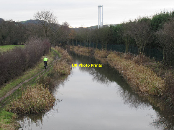 Photo 6"x4" Towpath cyclist Bollington c2011