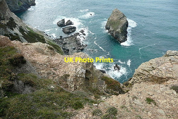 Photo 6"x4" Rocky coast near Pen a Grader Cross Coombe c2011