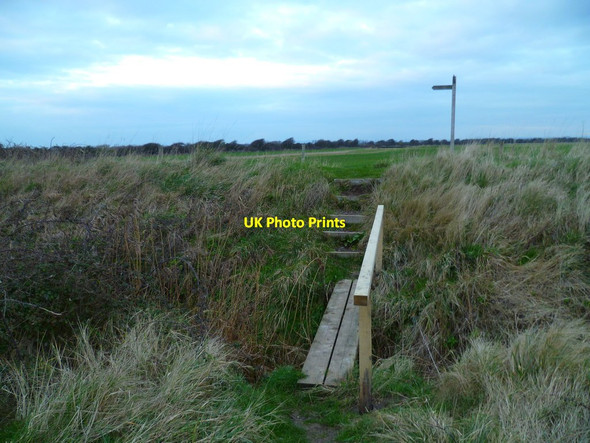 Photo 6"x4" Footbridge and signpost near Warners Farm Selsey c2012