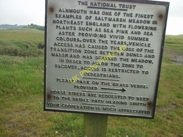 Photo 6"x4" National Trust notice, at Saltmarsh neat Alnmouth Alnmouth c2004