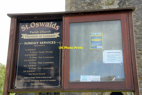 Photo 6"x4" Notice Board, St Oswald's Church, Thornton in Lonsdale, Yorkshire Thornton in Lonsdale c2011