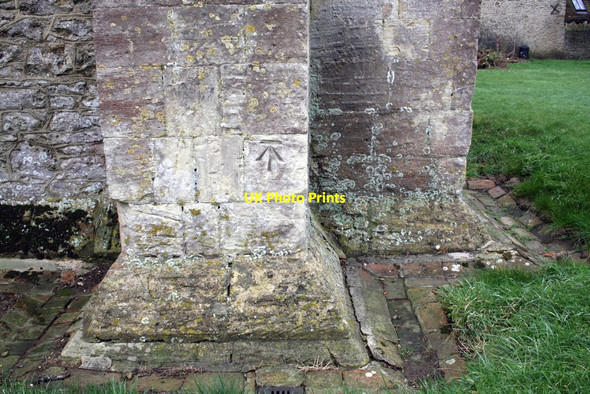 Photo 6"x4" Benchmark on buttress of St Denys' Church Stanford in the Vale c2012