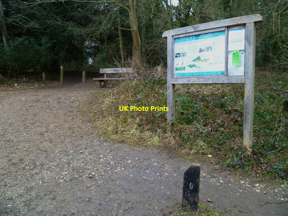 Photo 6"x4" Seat and information board in car park on Guildford Lane Newlands Corner c2012