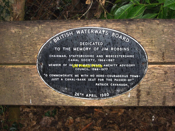 Photo 6"x4" Plaque on seat at Whittington Lock, Staffs & Worcs Canal, near Whittington Whittington\/SO8582 c2012
