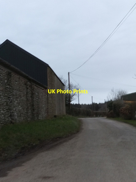 Photo 6"x4" Minor road at Eastacott passing farm buildings Dowland c2012