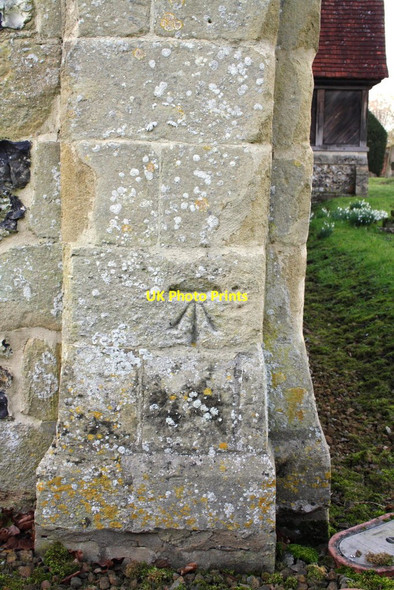 Photo 6"x4" Cut mark benchmark on St Mary Newnham Muren Wallingford c2012