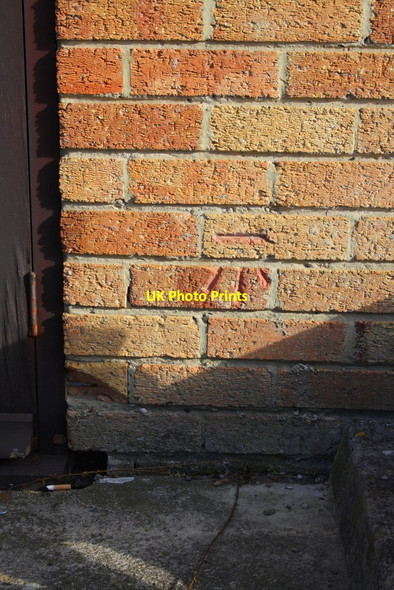 Photo 6"x4" Benchmark on workshop at sewage treatment plant Didcot c2012