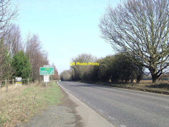 Photo 6"x4" The A143 looking north Fornham St Martin c2012