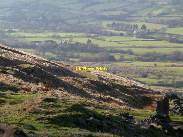 Photo 6"x4" Hillside and valley below Hollins Cross Edale c2012