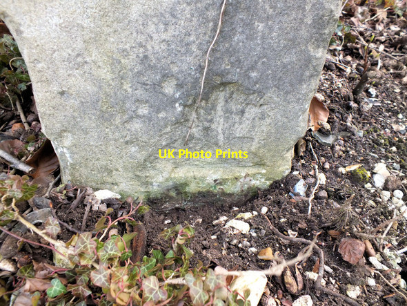 Photo 6"x4" Inverted benchmark on milestone West Grimstead c2012
