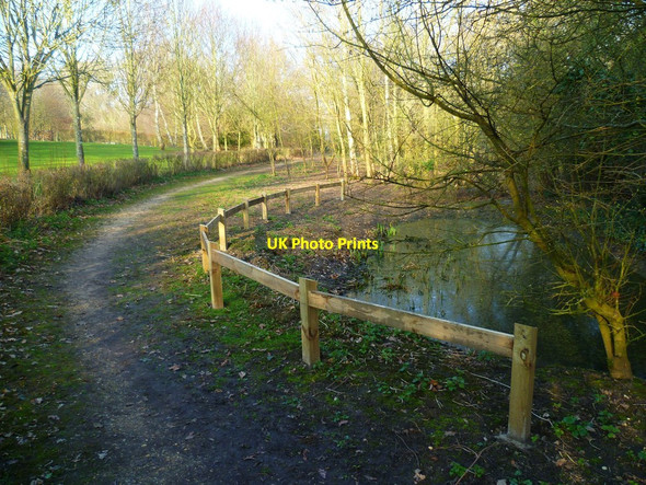 Photo 6"x4" Footpath with pond off School Road Bursledon c2012