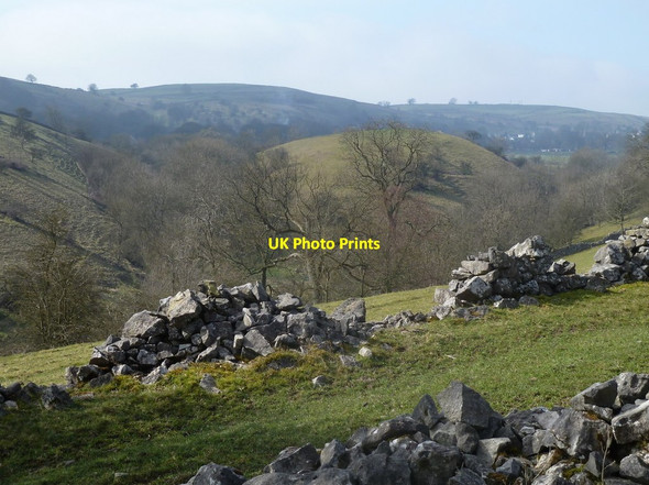 Photo 6"x4" Valley views near Taddington Brushfield c2012