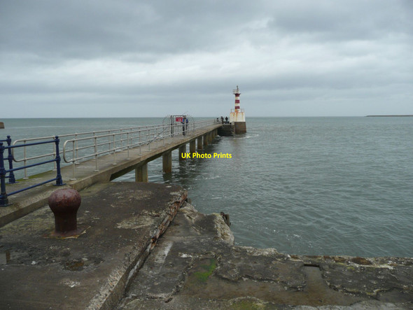 Photo 6"x4" Light on the end of South Jetty Amble c2012