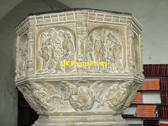Photo 6"x4" St Peter's church in Weston - Seven Sacraments font (detail) Weston\/TM4287 c2012