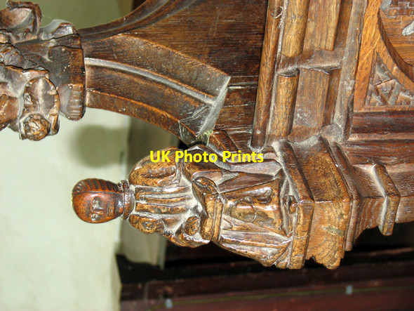 Photo 6"x4" St Peter's church in Weston - medieval bench end Weston\/TM4287 c2012