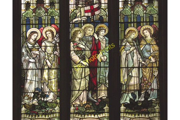 Photo 6"x4" The church of St Michael & All Angels - stained glass Booton c2007