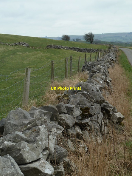 Photo 6"x4" Dry stone wall by the lane to Wheston Wheston c2012