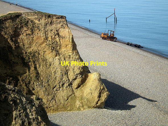 Photo 6"x4" Cliffs, shore and tractor at Weybourne Hope Weybourne\/TG1142 c2012