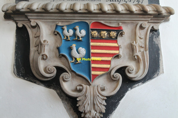 Photo 6"x4" Crest on Memorial to Daniel de Ligne, Harlaxton church Harlaxton c2012