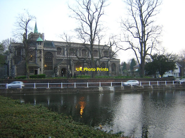 Photo 6"x4" Carshalton church and pond Carshalton c2012