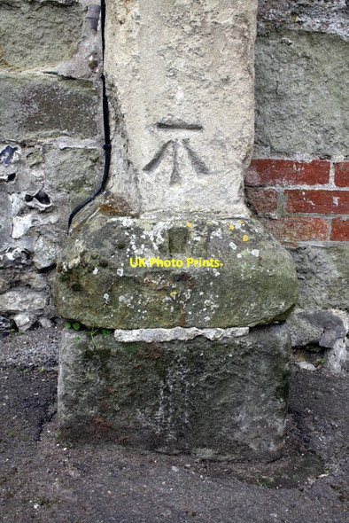 Photo 6"x4" Benchmark on buttress of Gate by #73 West Walk Salisbury c2012