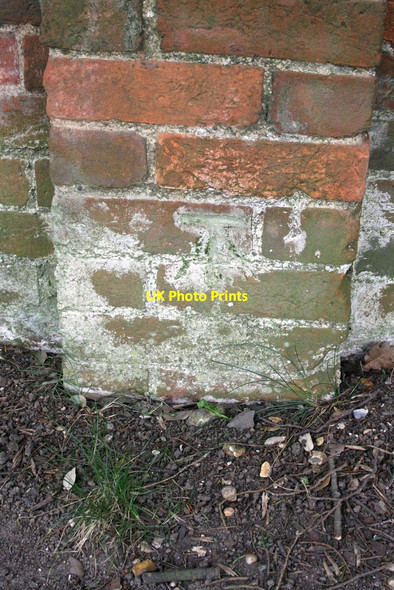 Photo 6"x4" Benchmark on wall beside path south of Cathedral Salisbury c2012