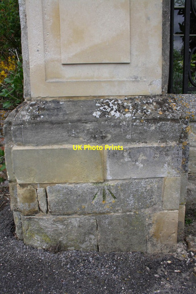 Photo 6"x4" Benchmark on wall pier of Mompesson House Salisbury c2012