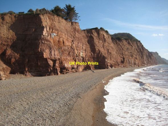 Photo 6"x4" Beach below Sidmouth Hill Cliff Sidmouth c2012