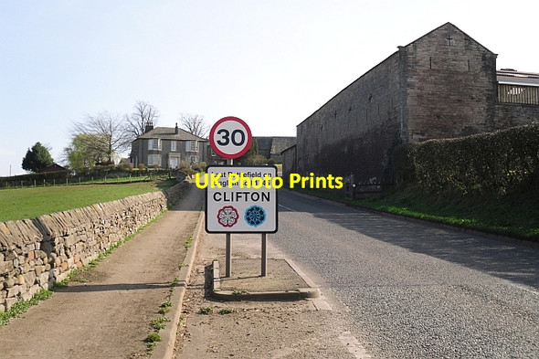 Photo 6"x4" Village sign, entering Clifton on the A6 Clifton\/NY5326 c2012